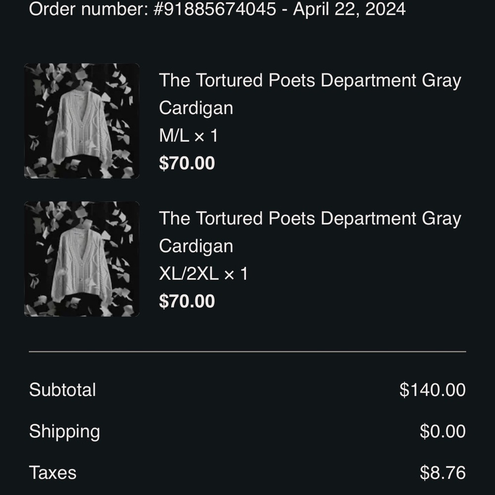 BRAND NEW IN BAG TTPD Cardigan